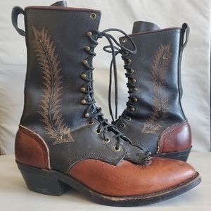 Woman's Vintage Western Boot | Black + Brown | size: 9